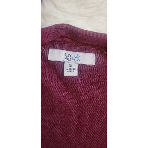 Croft and Barrow Burgundy / Plum Open Front Cardigan Sz XL - Picture 4 of 5